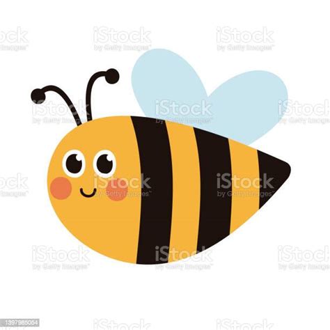 Urocza Kreskówkowa Pszczoła Dziecinna Ilustracja Wektorowa Izolowana Na