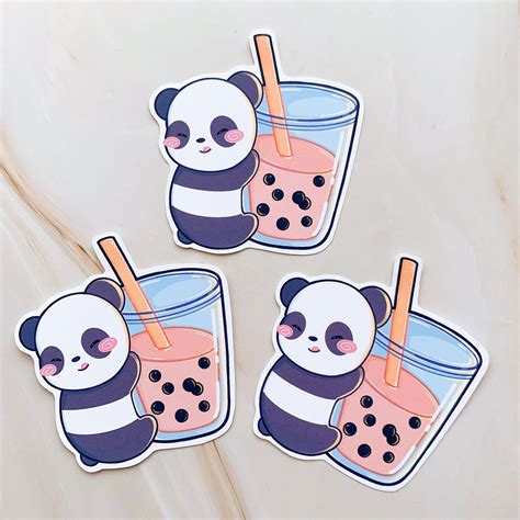 Panda Bear Hugging Boba Milk Tea Bubble Tea Drink Cute Kawaii Etsy