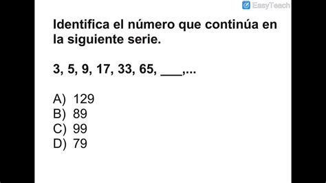 Comipems Habilidad Matemática Identifica El Número Que Continúa La Siguiente Serie 3 5 9