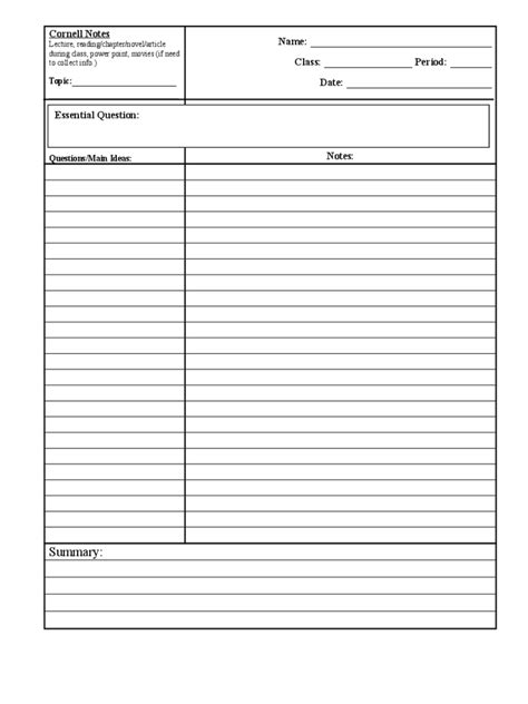 Cornell Notes Template 8 Free Templates In Pdf Word Excel Download