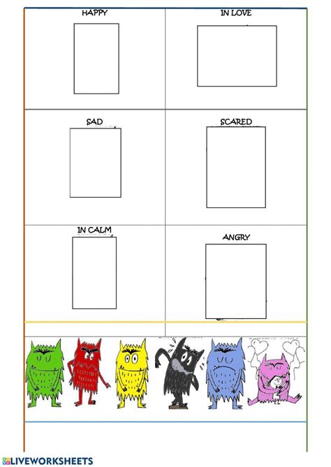 The Colour Monster Ficha Interactiva Emotions Prebabe Emotions Activities Art Therapy