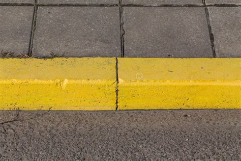 Yellow Curb Stone Border Stock Image Image Of Detail 57055029
