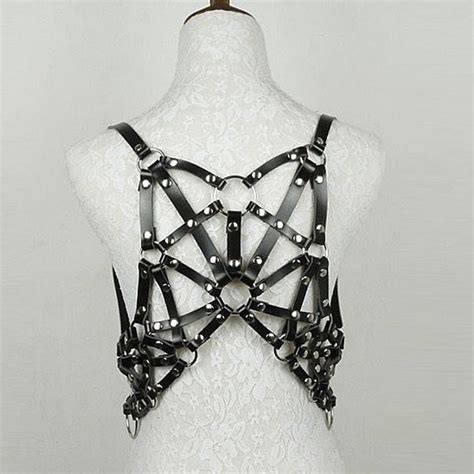 women punk faux leather rave waist belt halter body chest harness harajuku bondage belt gothic