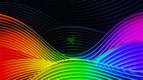 Download 1366x768 Razer Gaming Equipments Rainbow Colors Waves
