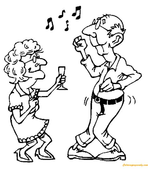 Old Couple Dancing Coloring Pages Funny Coloring Pages