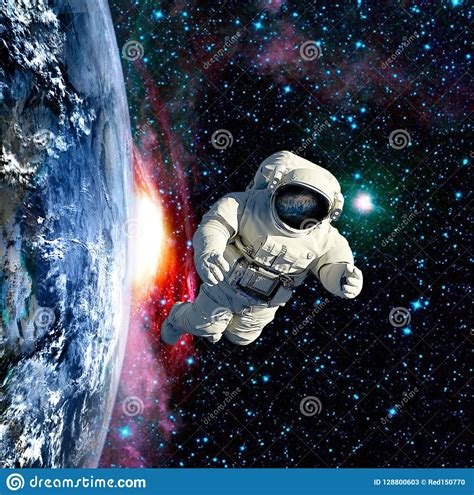 Astronaut In Outer Spacetravel In Outer Space Stock Illustration