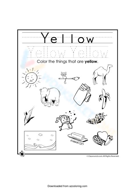 Color Worksheet Yellow