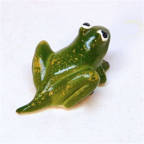 Vintage Miniature Frog Figurine Ceramic