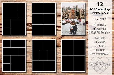 8x10 Photo Collage Template Pack 1 Marketing Templates Creative Market