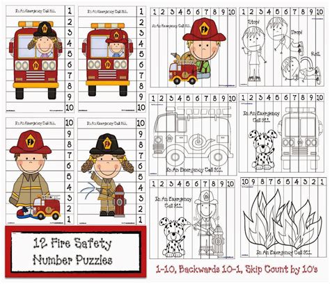Fire Safety Number Puzzles Classroom Freebies