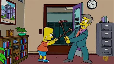 The Simpsons Bart Simpson Vs Principal Skinner Stick Fight Scene Youtube