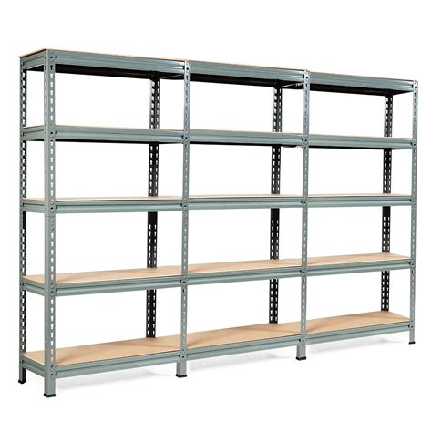 Costway 3PCS 5-Tier Metal Storage Shelves 60''Adjustable Shelves Gray