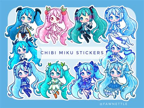 Hatsune Miku Holographic And Vinyl Chibi Stickers Snow Miku Sakura