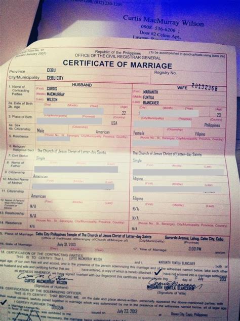 Certificate Of Marriage Philippines