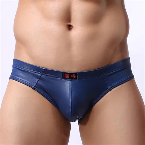 Sexy Men Plus Size Pvc Shiny Faux Leather G String Low Rise Thongs U