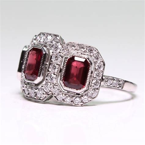 Check spelling or type a new query. Platinum Ruby and Diamond Antique Three-Stone Art Deco ...