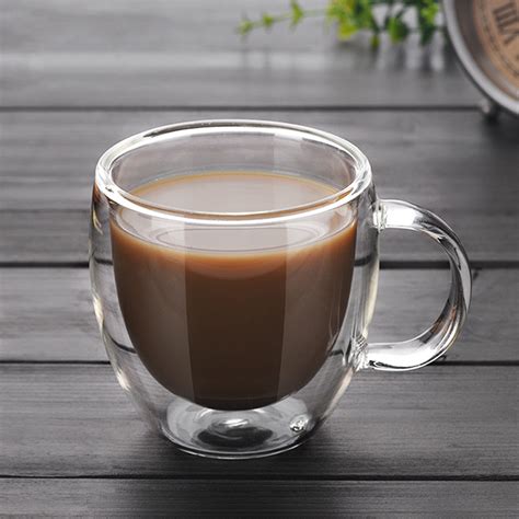 200ml Double Wall Layer Glass Coffee Tea Cup Mug And Handle Heat