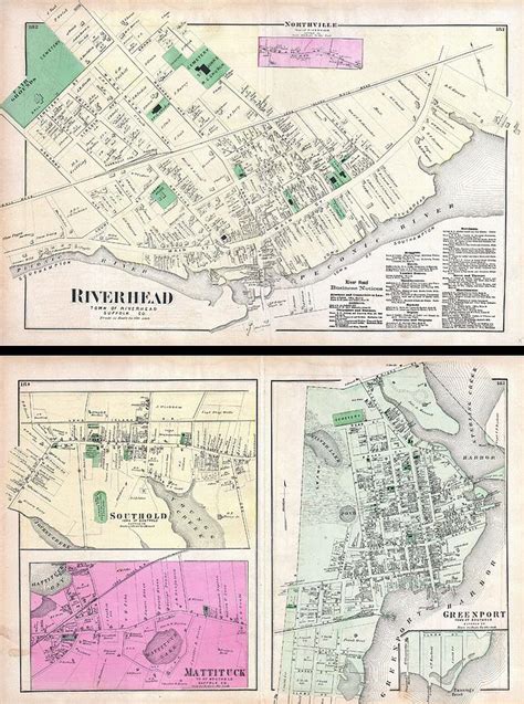 1873 Beers Map Of Riverhead Long Island New York Southhampton