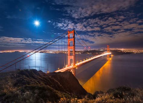 Wallpaper Golden Gate Bridge Usa California City San Francisco Bay