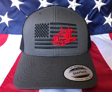 Any Colors Semi Truck Flag Embroidered Hat Trucker Baseball Cap