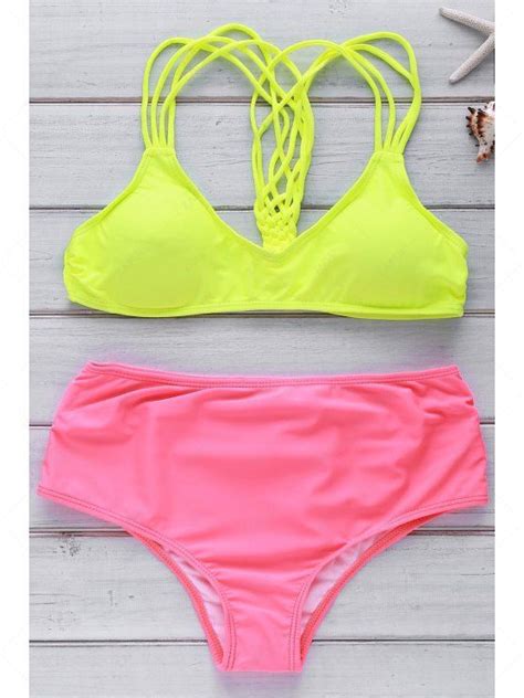18 Off 2021 Beach Hit Color Cami Bikini Set In Yellow Zaful