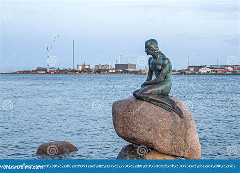 Bronze Statue Of The Little Mermaid In Copenhagen Editorial Photography