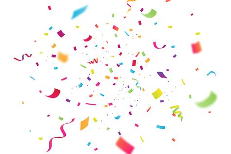 Colorful Celebration Ribbon With Confetti On Transparent Background Png
