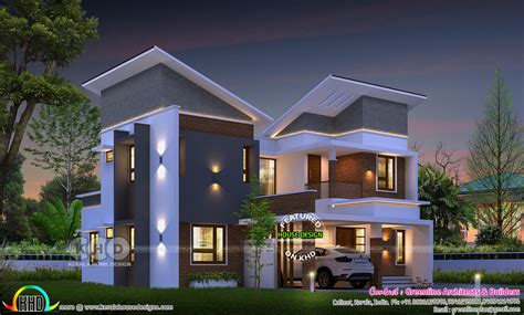 2458 Sq Ft Slanting Roof Ultra Modern Home Kerala Home