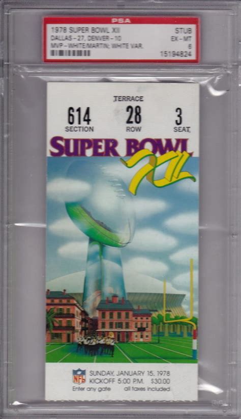 1978 Super Bowl Xii Ticket Stub Sold