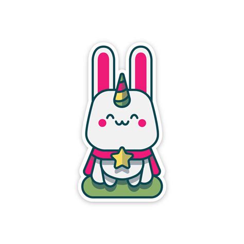 Cute Magical Bunnicorn Sticker Cute Bunny Unicorn Etsy