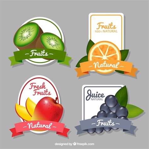 Free Vector Pack Of Fruit Stickers In Realistic Style