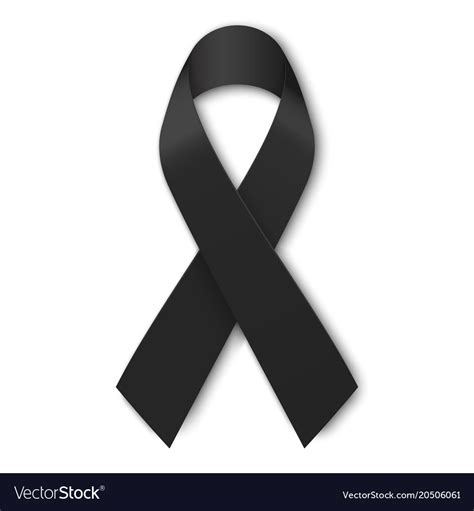 Black Mourning Ribbon Isolated On White Background