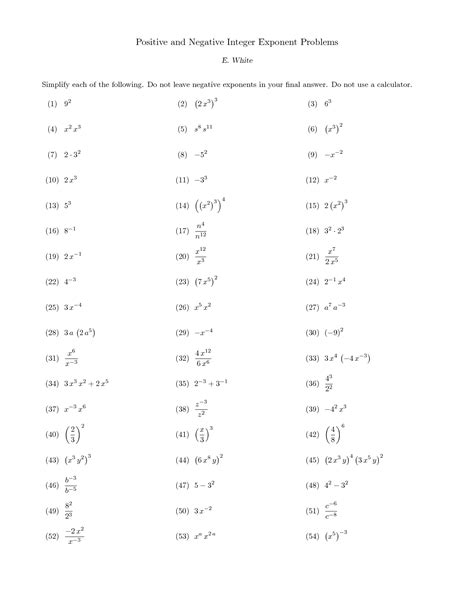 11 Best Images Of Working With Negative Numbers Worksheet