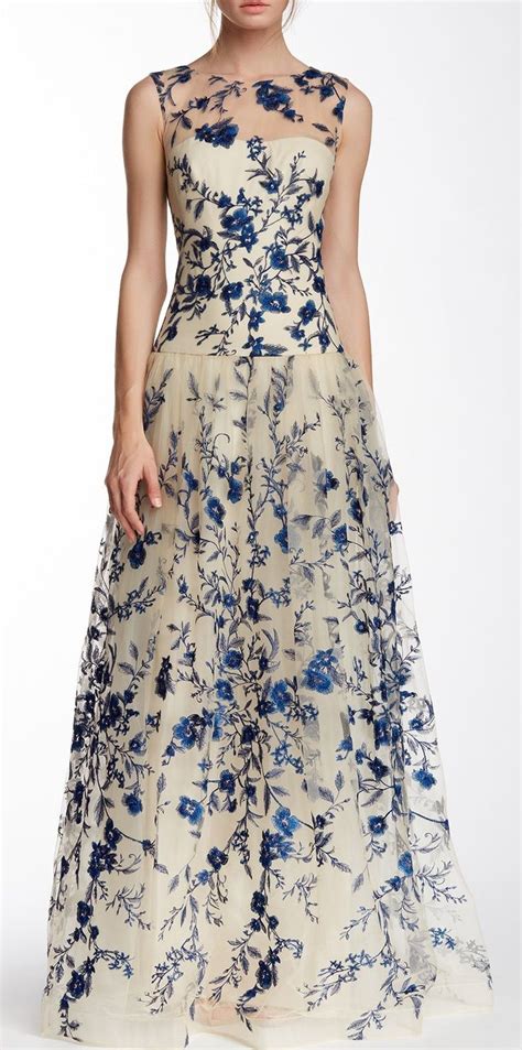 The wedding, bridesmaid, and reception dresses that are usually under $300, and often discounted even more (thanks, sales!). Marchesa | Illusion Neck Floral Embroidered Gown | Dress ...