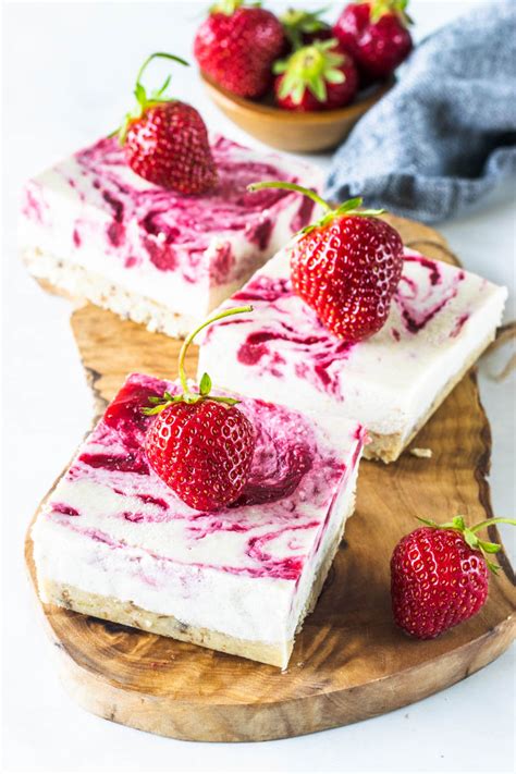 no bake vegan strawberry cheesecake bars gluten free dessert recipe desserts vegan dessert