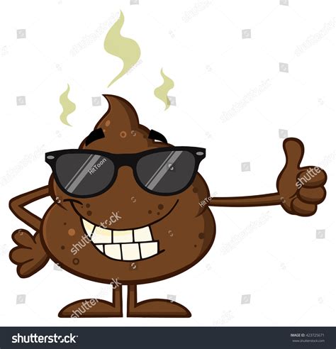 Smiling Poop Cartoon Mascot Character Sunglasses Stock Vector Royalty