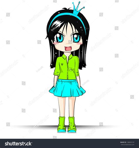 Cute Girl Cartoon Character On White Background Vector