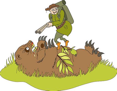 Cartoon Of The Bear Hunting Gun Illustrations Royalty Free Vector