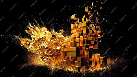 Premium Ai Image 3d Rendering Of Explosion Of Gold Particles
