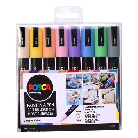 Uni Ball Posca Pc 5m Pastel Marker Pens 8 Pack Hobbycraft