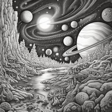 Detailed Space Coloring Page