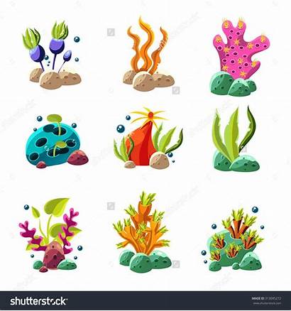 Cartoon Plants Sea Underwater Clipart Plant Corals