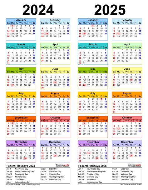 2024 And 2025 Calendar With Holidays Wynne Karlotte