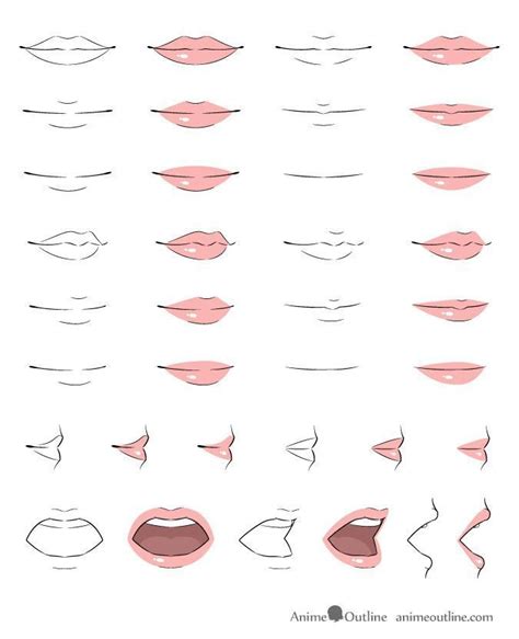Anime Lips Drawing Examples LipPencilTutorial LipstickStepByStep