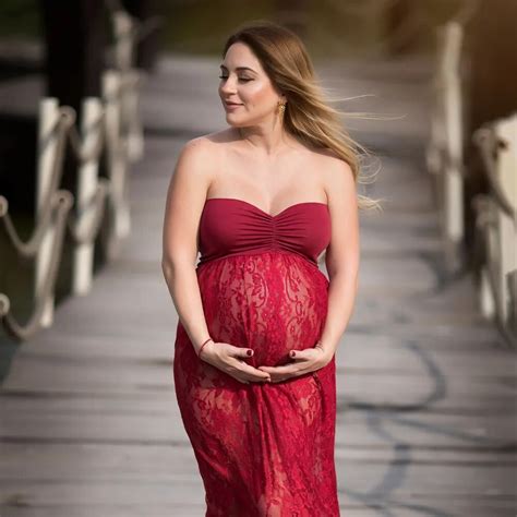 Maternity Dress Photo Shoot Maxi Long Maternity Gown Lace Tube Split