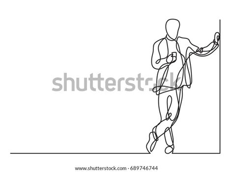 Continuous Line Drawing Standing Man Cell Stock Vector Royalty Free