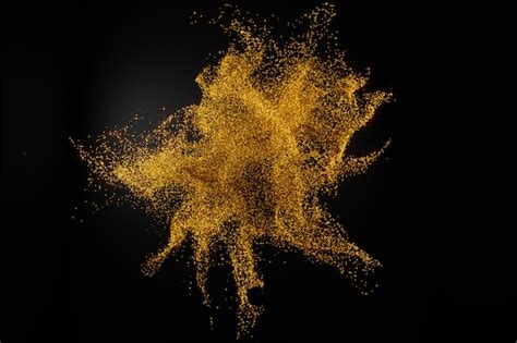 Premium Photo 3d Render Of Abstract Golden Glitter Splash On Black