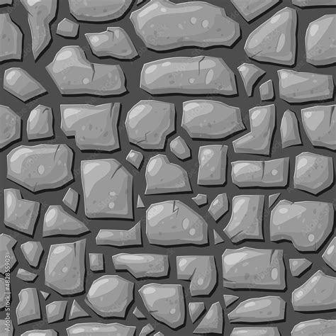 Seamless Gray Stones Background Rock Or Cobblestone Texture For Casual Game Design Vector
