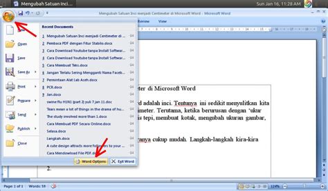 Mengubah Satuan Inci Menjadi Centimeter Di Microsoft Word