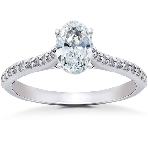 1 14ct Oval Diamond Engagement Ring Cathedral Setting Solitaire 14k